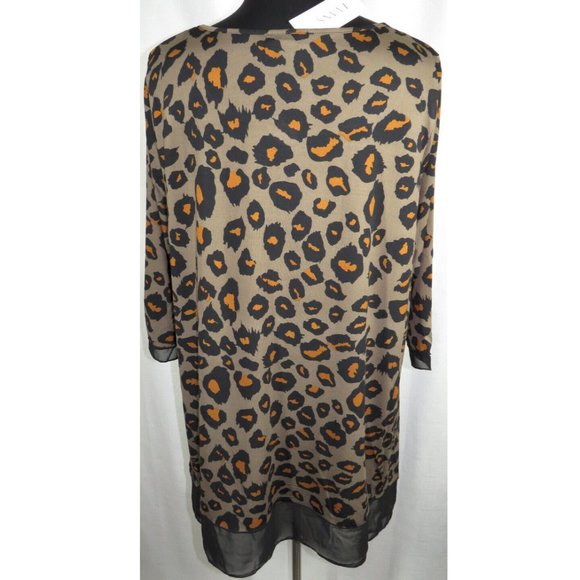 Evans Women's Plus Size 26-28 Leopard Print Chiffon Trimmed Tunic Top - Picture 7 of 8